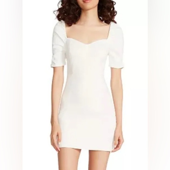 Betsey Johnson Athena Puff Sleeve Dress White XL Sweetheart Neck CottonNWT $119 - Picture 1 of 10